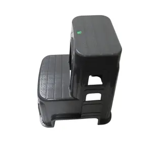 Plastic Double Step Stool Tall 150KG (Grey Lightweight Motorhome Stackable Detailing)