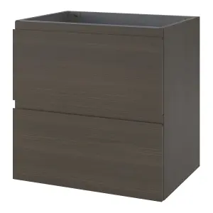 GoodHome Kentia Walnut Veneer Wall-mounted Bathroom Cabinet (H) 600mm (W) 600mm