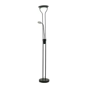 ValueLights Beata Black Integrated LED Uplighter Floor Lamp with Task Reading Side Lamp