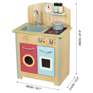 Teamson Kids Little Chef Porto Classic Interactive Wooden Play Kitchen, Wood