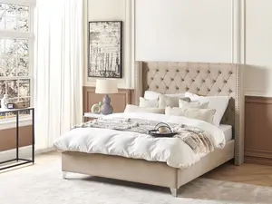 Velvet EU Double Size Bed Beige LUBBON