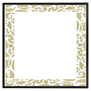 Egyptian hieroglyphs golden border (Picutre Frame) / 16x16" / White