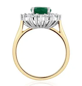 Emerald 1.95Ct And Lab Diamond 1.00Ct Cluster Ring In 18K Gold