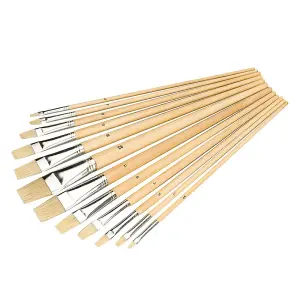 Silverline - Artists Paint Brush Set 12pce - Flat Tips