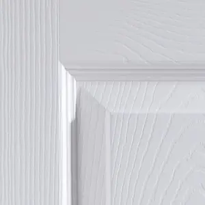 6 panel Unglazed White Woodgrain effect Internal Door, (H)1981mm (W)762mm (T)35mm