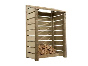 Slatted wooden log store W-119cm, H-180cm, D-88cm - natural (light green) finish