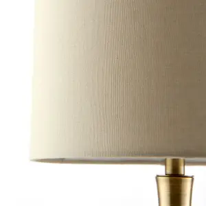 Touch Dimmer Table Lamp Brass & Taupe Shade Modern Metal Bedside Reading Light