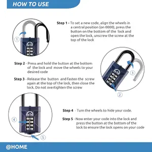 Squire Blue Steel Combination Padlock (H)106mm (W)48mm