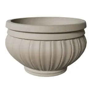 Southern patio Bantry Matt Beige Stone effect Terracotta Lined Round Plant pot (Dia) 41cm, (H)26cm, 25L