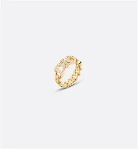 DIOR Diorevolution Ring Gold-Finish Metal And White Crystals - Size XS - Women