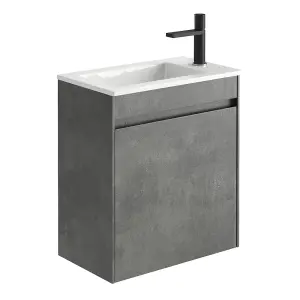 Rigel Concrete Wall Hung Cloakroom Vanity Unit with Resin Basin (W)55cm (H)63cm