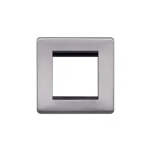 Lieber Brushed Chrome Single Data Plate 2 Modules - Black Insert Screwless