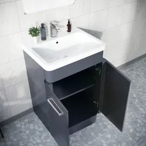 Nes Home 1100mm Vanity Basin Unit, WC Unit & Elso Back to Wall Toilet Anthracite