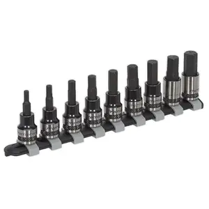 Sealey Hex Key Socket Bit Set 9pc 3/8"Sq Drive Metric Black AK7986