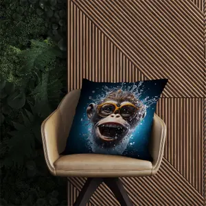 Splashart Cheeky Chimp Face Outdoor Cushion 60cm x 60cm