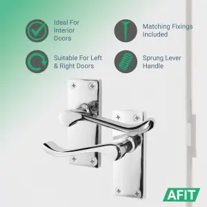 AFIT Polished Chrome Victorian Scroll Door Handle Latch Set - 4 Pairs of Internal Lever Latch Handles on Backplate & Latch (66mm)