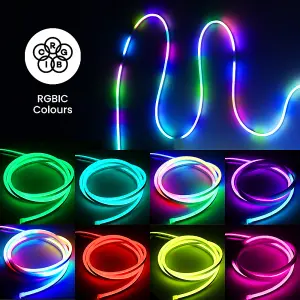 ValueLights RGBIC 3M Smart Rope Light, WiFi App Control, Music Sync Colour Changing LED Lights, Neon Strip Light