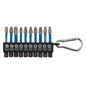 Draper Expert Impact Screwdriver Bit Set, 50mm, 1/4" Hex (10 Piece) 04933