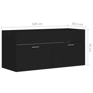 Berkfield Sink Cabinet Black 100x38.5x46 cm Engineered Wood