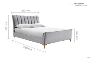 Birlea Clover King  Bed Frame In Grey Fabric