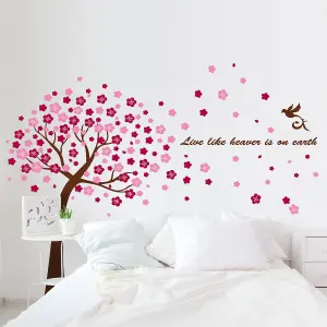 Huge Pink Cherry Blossom Flowers Tree Wall Stickers art Mural Children Wallpaper Stock Clearance