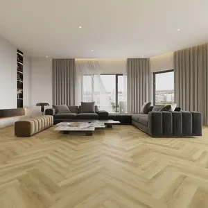 Beige Wood Effect Herringbone Luxury Vinyl Tile, 2.0mm Matte Luxury Vinyl Tile For Commercial Residential Use,5.0189m² Pack of 80