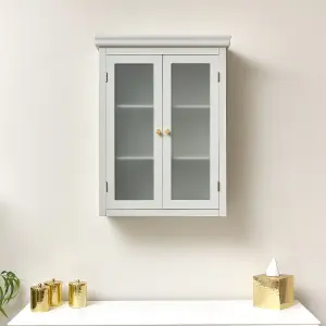 Melody Maison Grey Frosted Glass Fronted Wall Cabinet 75cm x 57cm