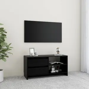 Berkfield TV Cabinet Black 80x31x39 cm Solid Pinewood