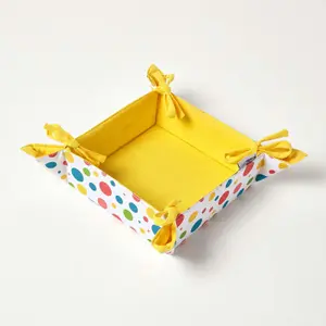 Homescapes Multi Colour Polka Dot Reversible Bread Basket