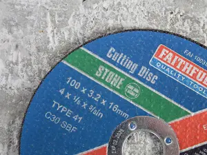 Faithfull 100mm Stone Cut Off Disc for Precision Cutting