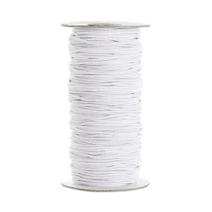 Round Elastic Cord, 3mm Wide White Elastic String Roll Stretchy Strap for DIY Crafts Beading Knitting, 25 meters