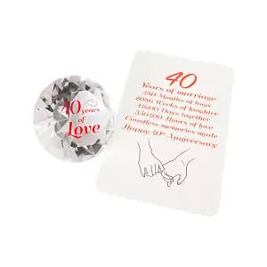 Modern Transparent K9 Crystal Glass 40th Anniversary Sentiment Ornament Gift Set