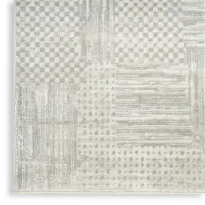 Silver Grey Abstract Modern Living Room Bedroom & Dining Room Rug-69 X 229cmcm (Runner)