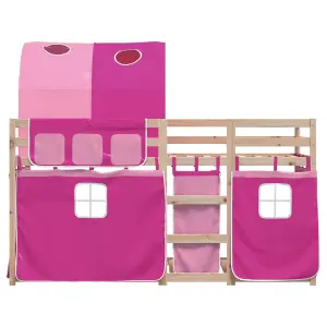 Berkfield Bunk Bed without Mattress Pink 75x190 cm Small Single Solid Wood Pine