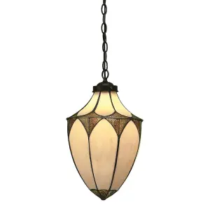 Luminosa Brooklyn 1 Light Medium Ceiling Pendant Dark Bronze, Tiffany glass, E27