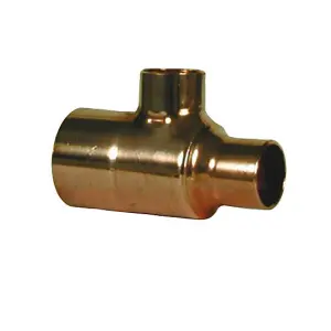 Copper End feed Reducing Tee (Dia) 22mm x 22mm x 15mm