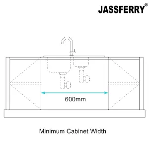 JASSFERRY Stainless Steel Kitchen Sink Inset 1.5 Bowl Reversible Drainer, 980 x 510 mm