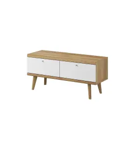 Elegant Primo TV Cabinet H500mm W1070mm D400mm in White and Oak Riviera - Versatile Entertainment Storage