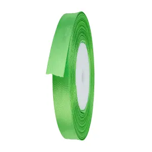 6mm Green Double Sided Satin Polyester Ribbon Roll, 25 metres