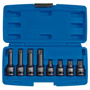 Draper Tamper Proof Impact Spline Set, 1/2" Sq. Dr. (8 Piece) 49460