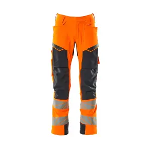 Mascot Accelerate Safe Trousers with Kneepad Pockets - Hi-Vis Orange/Dark Navy   (31.5) (Leg Length - Long)