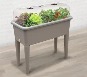 Garden Store Direct Raised Bed Grow Table XXL with Grow Lid & Self Watering System Light Grey