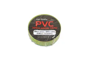 Connect 36891 Green & Yellow PVC Insulation Tape 19mm x 20m - Pack 1