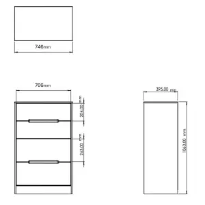 San Jose Ready assembled Duck egg blue & white 4 Drawer Chest (H)1063mm (W)746mm (D)395mm