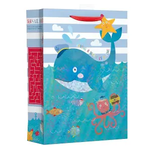 Giftmaker Whale Gift Bag (Pack of 6) Blue/Red/Yellow (XL)