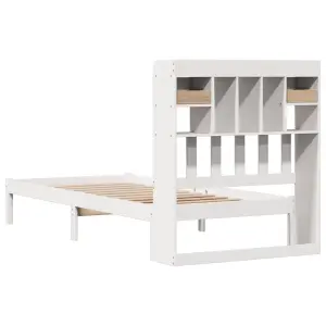 Berkfield Bookcase Bed without Mattress White 100x200 cm Solid Wood Pine