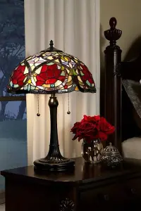 Elstead Larissa 2 Light Tiffany Table Lamp Vintage Bronze, E27