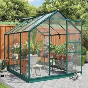 Rosette Hobby Aluminium Polycarbonate Greenhouse - 6x8