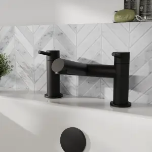 Minimalist Deck Mounted Bath Filler Tap - Matt Black - Balterley