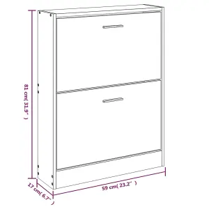 Shoe Cabinet High Gloss White 59x17x81 cm Engineered Wood